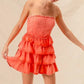 SO ME Strapless Ruffle Layered Game Day Cheer Up Dress - DAVERRI FASHIONS
