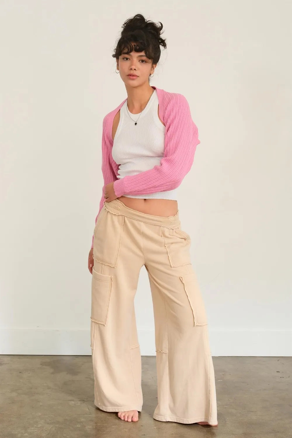 HYFVE Ribbed Knit Bolero Cardigan Cardigans