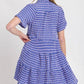 Umgee Full Size Gingham Tiered Button Detail Short Sleeve Dress Plus Size
