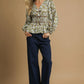 Umgee Floral Smocked Peplum Blouse with Tie Detail Blouses