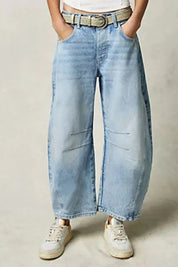 Retro Barrel Jeans with Pockets | Jeans Daverri Fashions