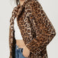 Fuzzy Leopard Collared Neck Jacket - DAVERRI FASHIONS