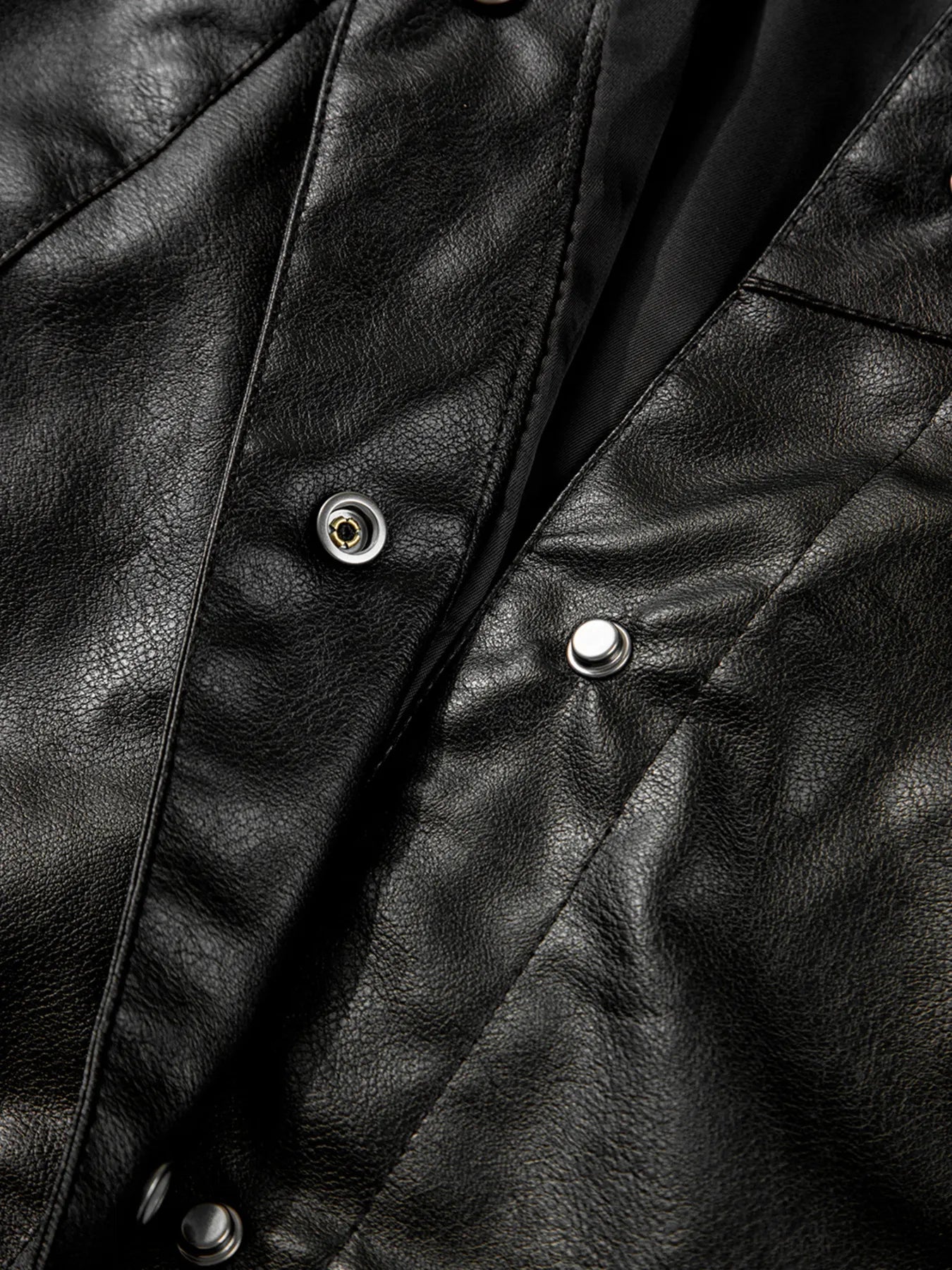 Faux Leather Buttoned Front Boxy Jacket | Jackets Daverri Fashions