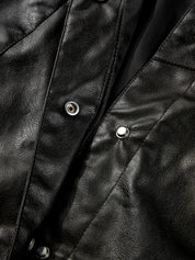 Faux Leather Buttoned Front Boxy Jacket | Jackets Daverri Fashions