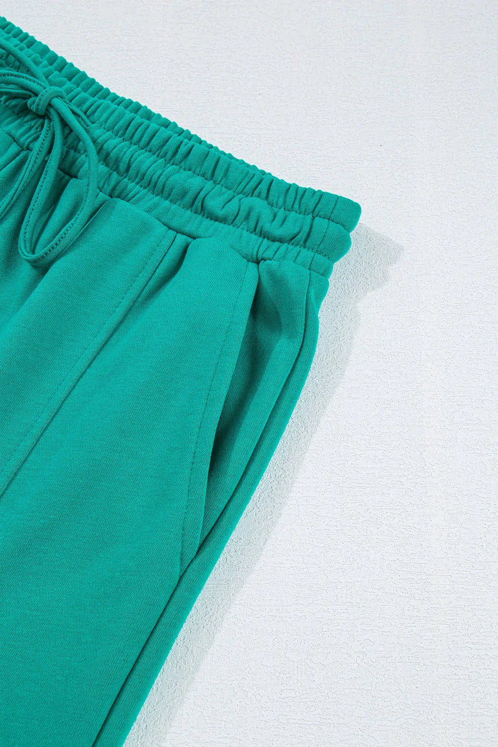 Green drawstring waistband pants in casual elastic set