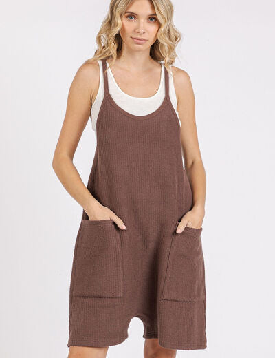 Mittoshop Scoop Neck Spaghetti Strap Overalls with Pockets