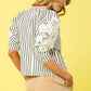 Umgee Striped Lace Puff Sleeve Blouse