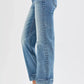 RISEN Full Size Mid Rise Crop Straight Jeans with Taylor Cuffed Plus Size - DAVERRI FASHIONS