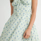 MABLE Floral Print Bustier Back Lace Up Midi Dress