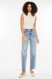 Kancan Ultra High Rise Distressed Straight Jeans | Jeans Daverri Fashions