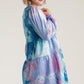 Tie Dye Round Neck Long Sleeve Babydoll Tiered Dress Babydoll Dresses