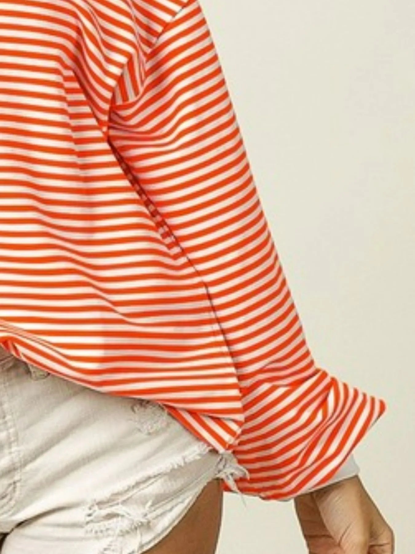 BiBi French Terry Stripe Long Sleeve Sweatshirt in vibrant orange and white stripes