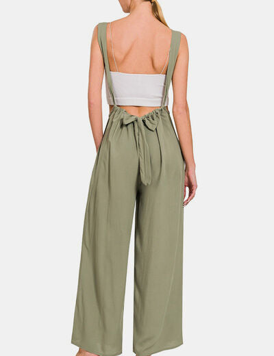 Zenana Pocketed Wide Strap Wide Leg Overalls