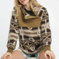 Umgee Aztec Print Sherpa Pullover - DAVERRI FASHIONS