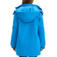 Bright blue Daverri Fashions hooded mid-length windproof plus size coat