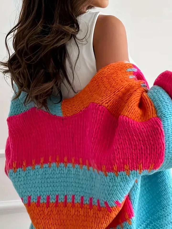 Color Block Drop Shoulder Cardigan | Cardigans Daverri Fashions