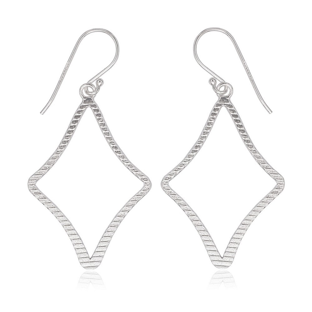 Sterling Silver Open Lined Diamond Shaped Earrings Earrings