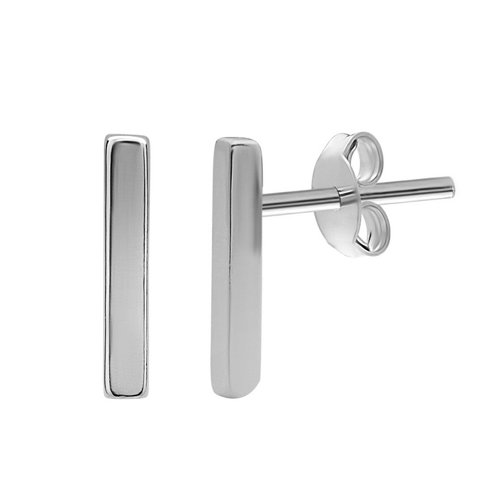 Sterling Silver Small Thin Bar Stud Earrings Earrings