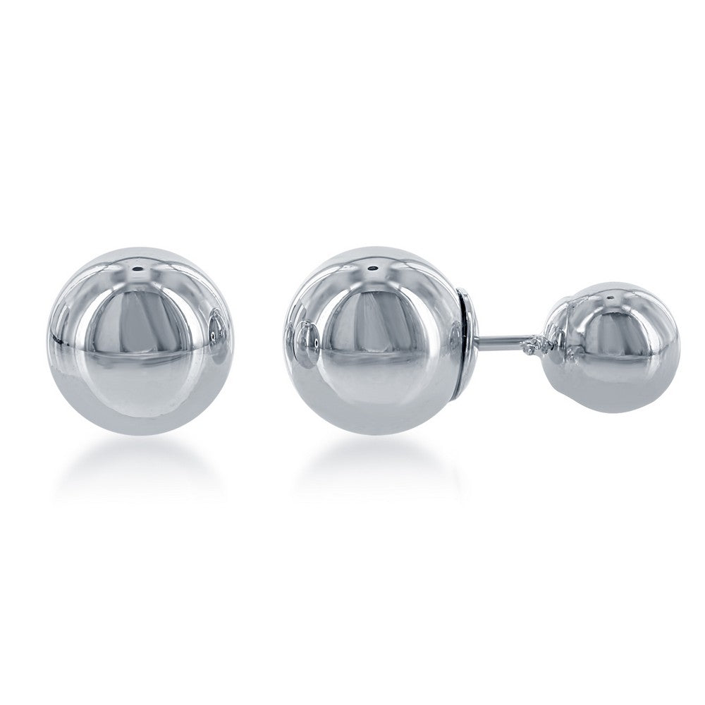 Sterling Silver 7mm Bead Front with 10mm Silver Bead Back Earrings Earrings