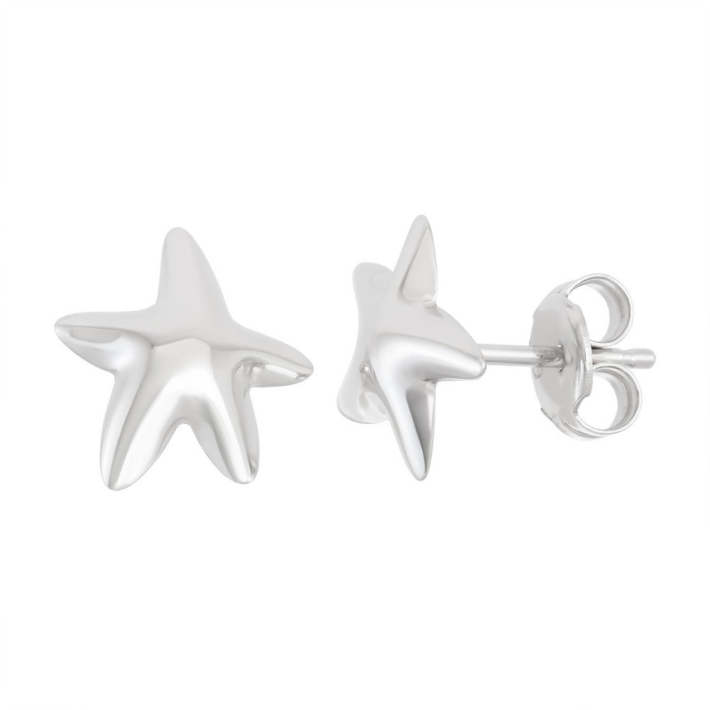 Sterling Silver Shiny Starfish Stud Earrings Earrings