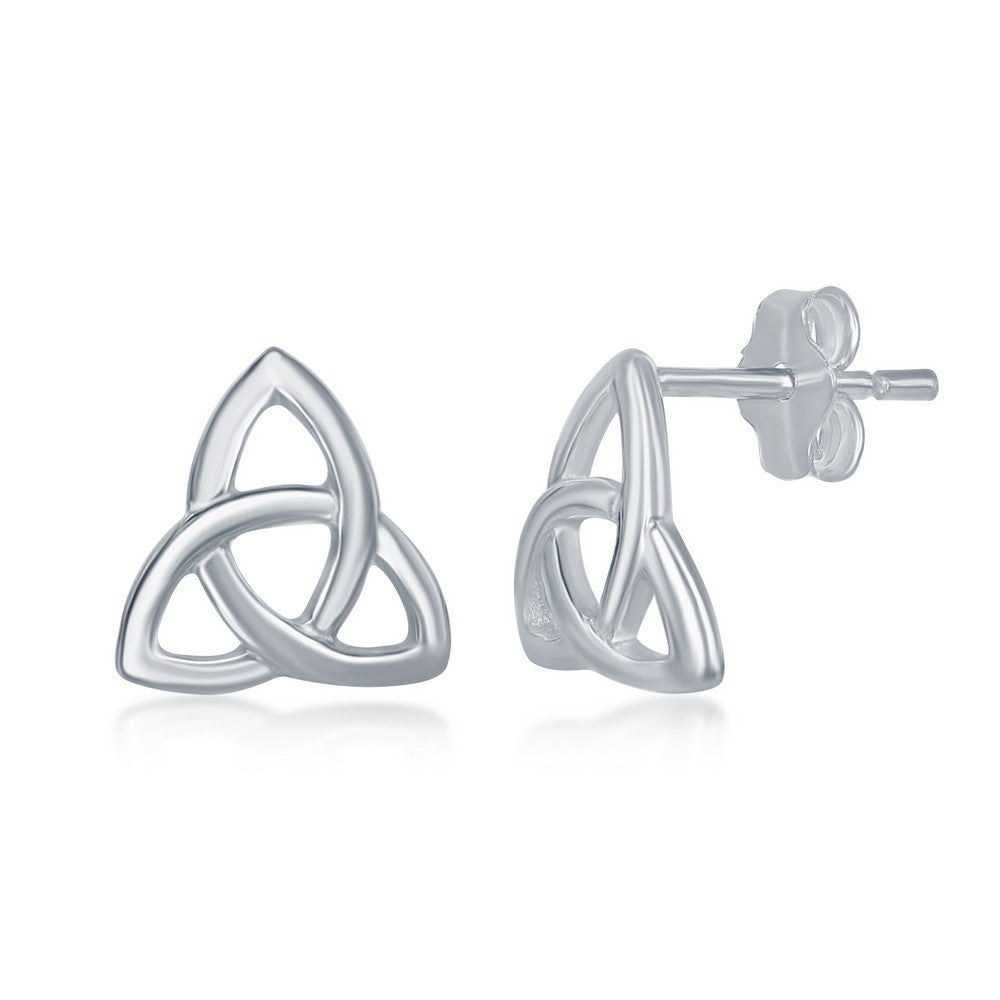 Sterling Silver Triple Triangle Celtic Design Stud Earrings Earrings