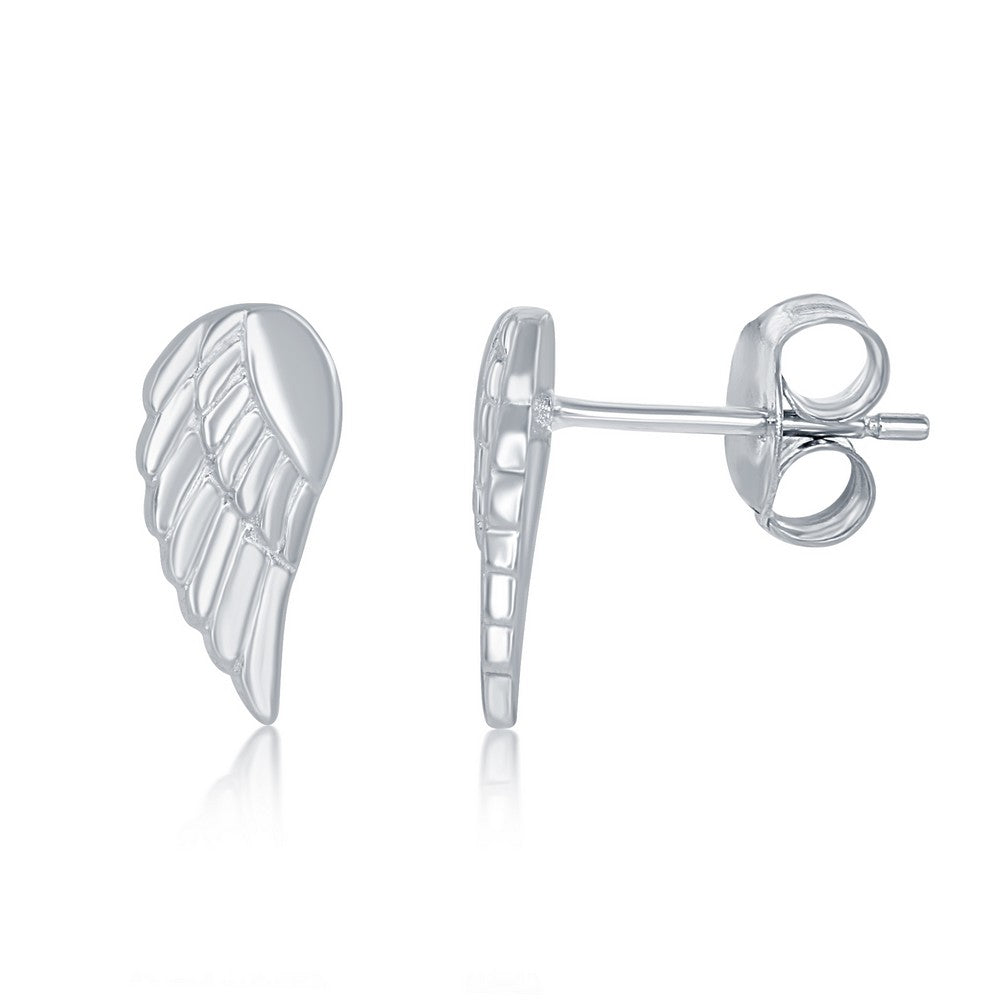 Sterling Silver Small Angel Wing Stud Earrings Earrings