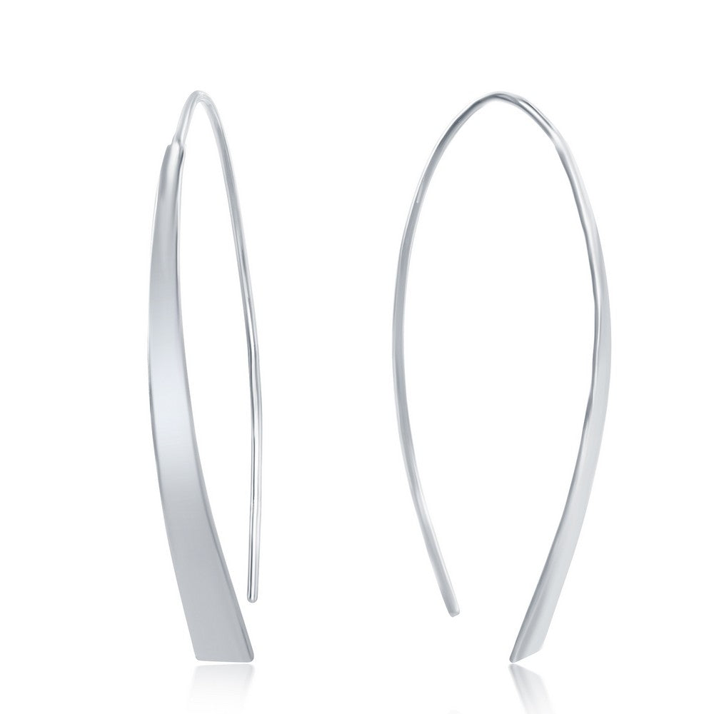 Sterling Silver Curved Flat Bar Threader Earrings Earrings