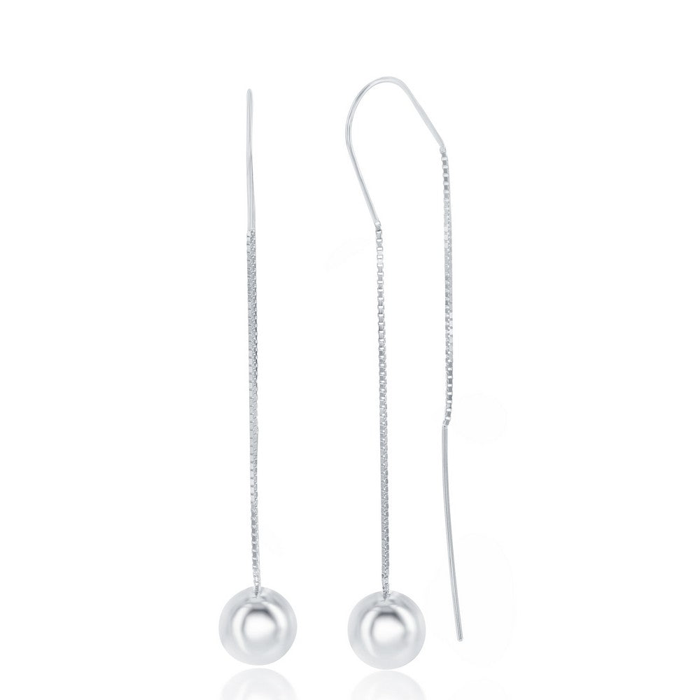 Sterling Silver Chain with Hanging Bead Threader Earrings Earrings