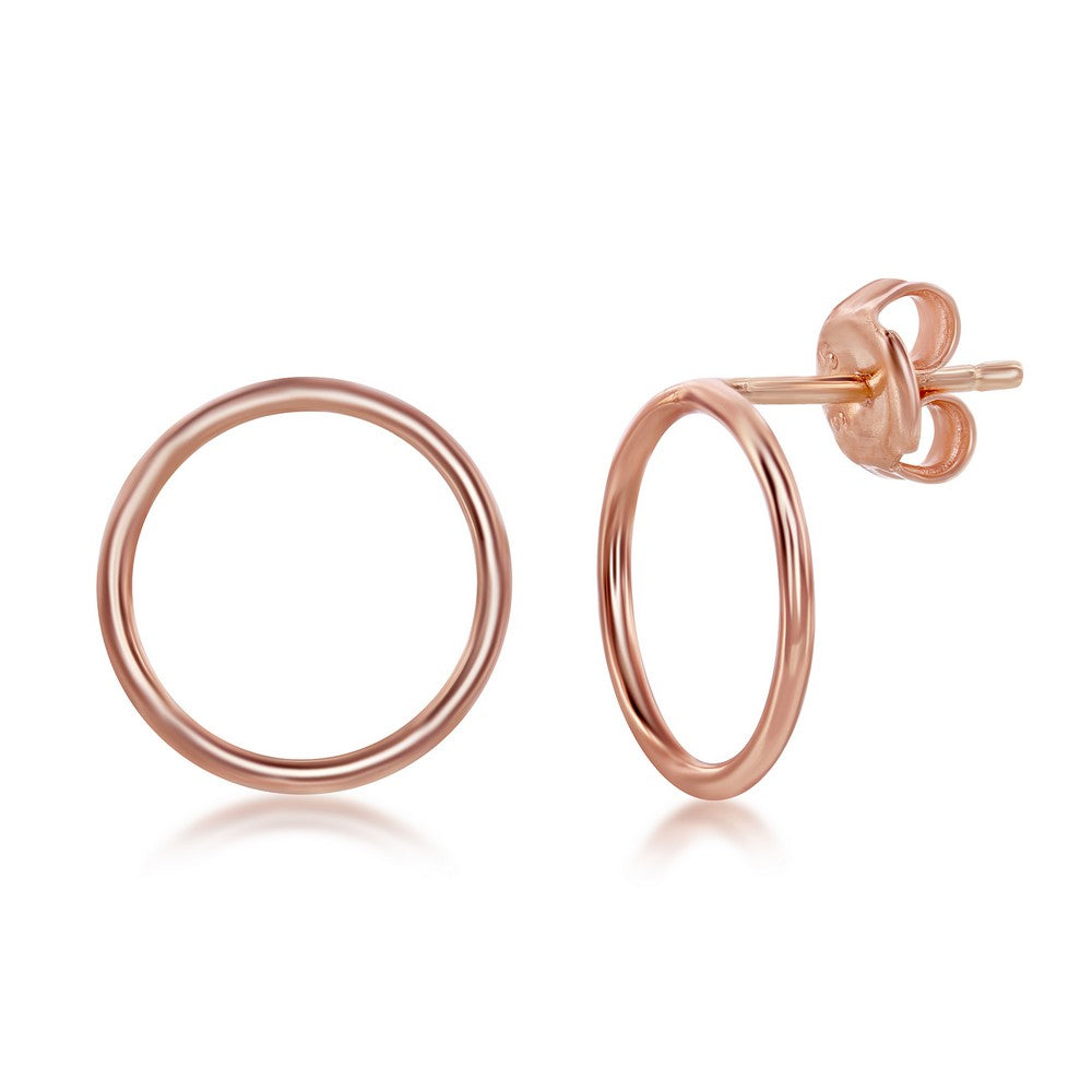 Sterling Silver Open Circle Stud Earrings - Rose Gold Plated Earrings