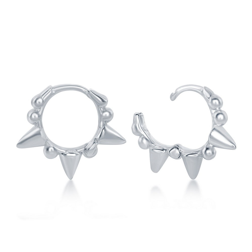 Sterling Silver Studded Mini Hoop Earrings Earrings