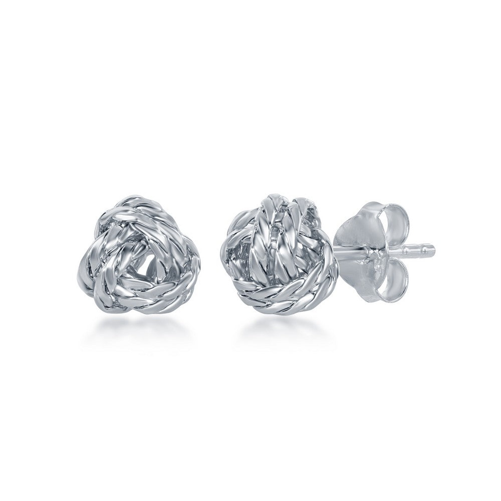 Sterling Silver Diamond-Cut Love Knot Stud Earrings Earrings