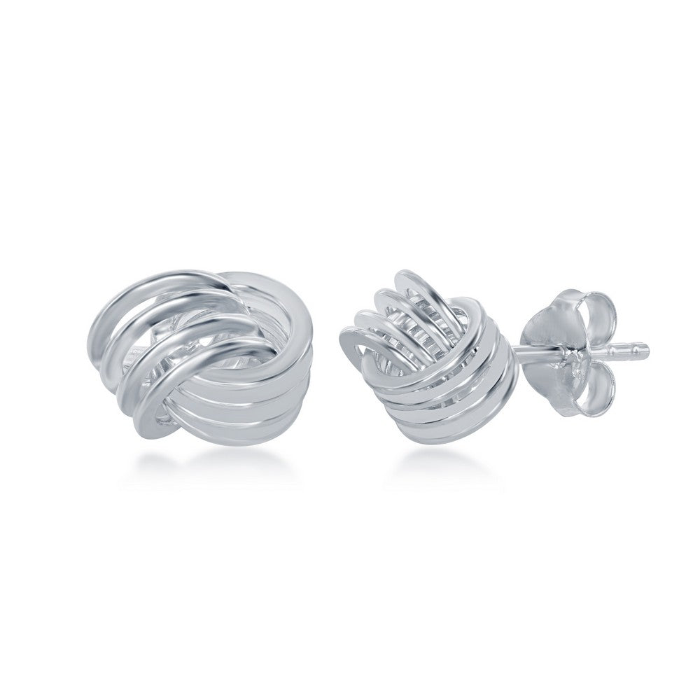 Sterling Silver Wire Love Knot Stud Earrings Earrings