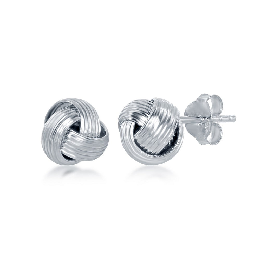 Sterling Silver Designed Love Knot Stud Earrings Earrings