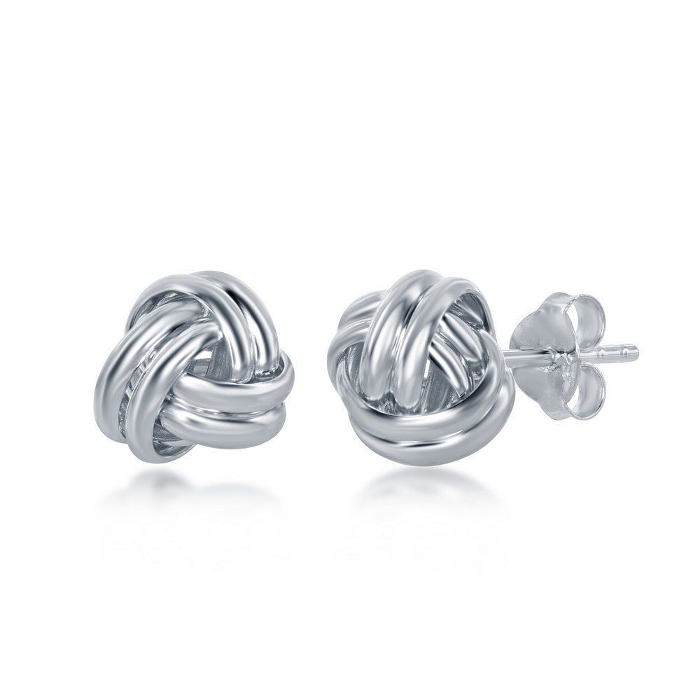 Sterling Silver Double Wire Love Knot Stud Earrings Earrings