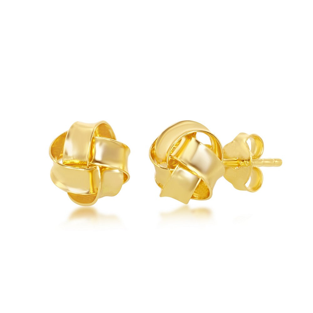 Sterling Silver High Polish Love Knot Stud Earrings - Gold Plated Earrings