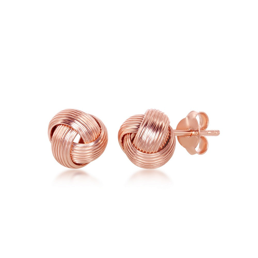 Sterling Silver Wire Design Love Knot Stud Earrings - Rose Gold Plated Earrings