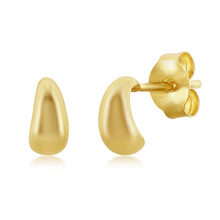 Sterling Silver Mini Half Hoop Studs - Gold Plated Earrings