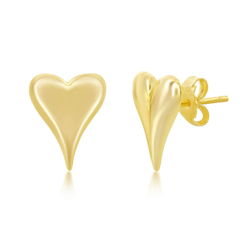 Sterling Silver Heart Stud Earrings- Gold Plated Earrings