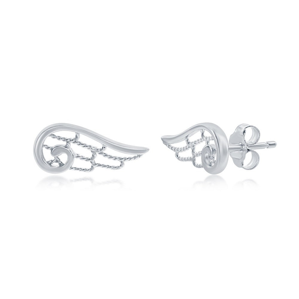 Sterling Silver Angel Wing Stud Earrings Earrings