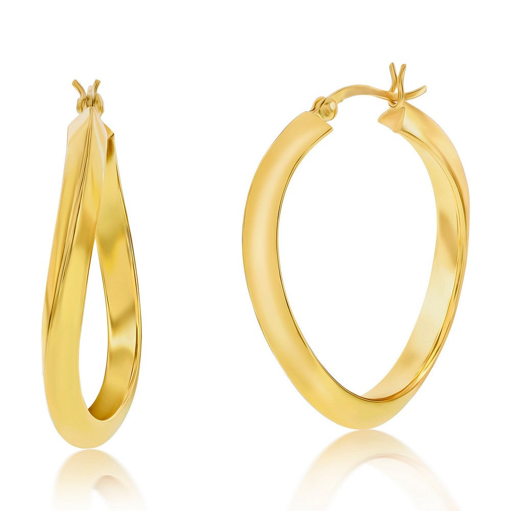 Sterling Silver 36mm Twist Hoop Earrings - Gold Plated Earrings