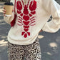 Full Size Lobster Contrast Trim Round Neck Sweater Plus Size - DAVERRI FASHIONS