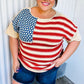 American Flag Jacquard Knit Sweater Top - DAVERRI FASHIONS
