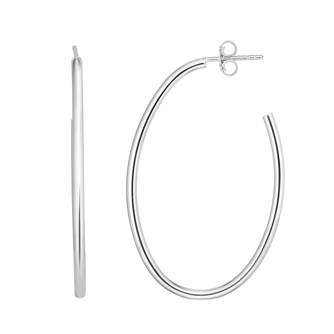 Silver Oval C Hoop Earring Earrings