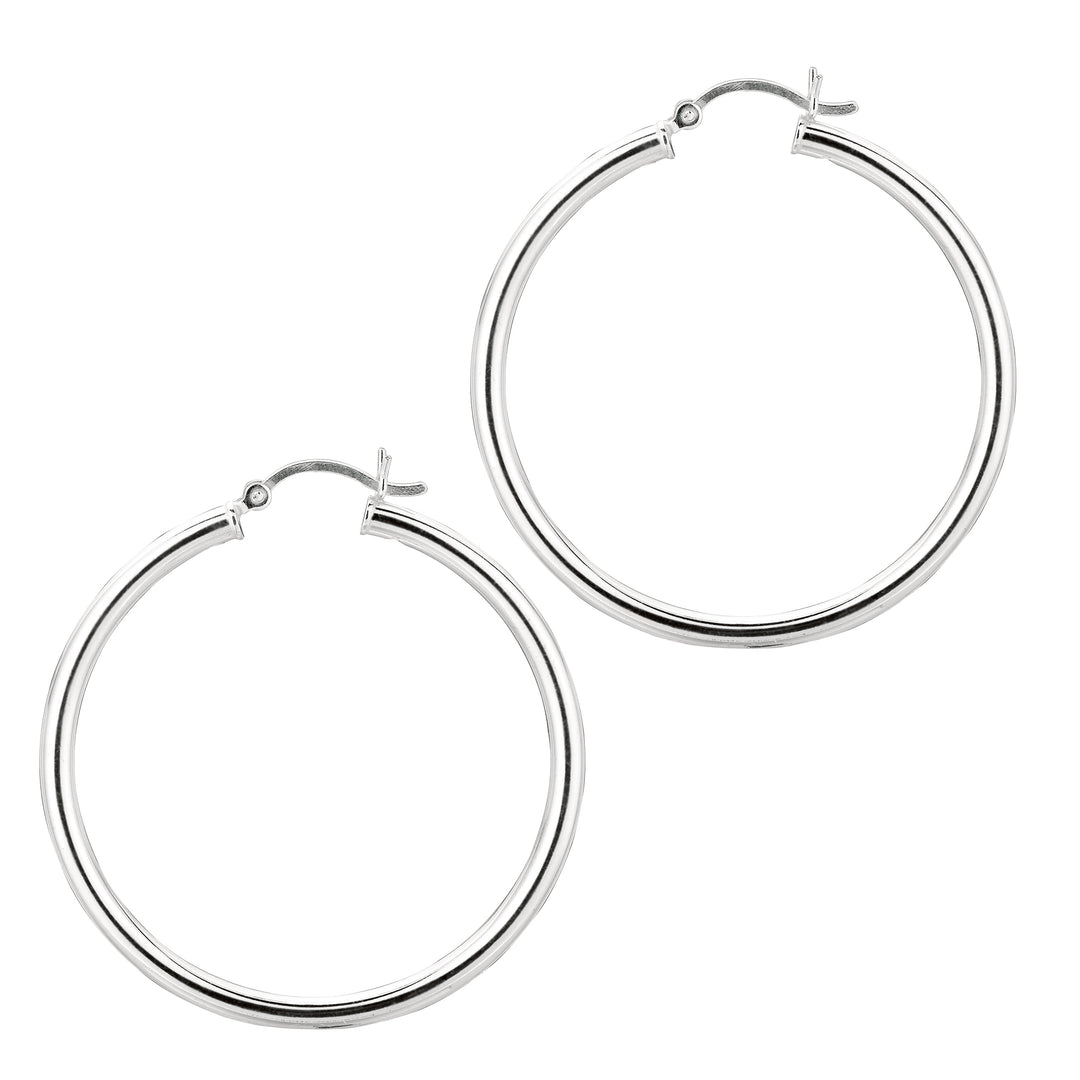 Silver 3x40mm Hoop Earring Earrings