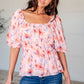 A Powerful Force Square Neck Balloon Sleeve Blouse Tops