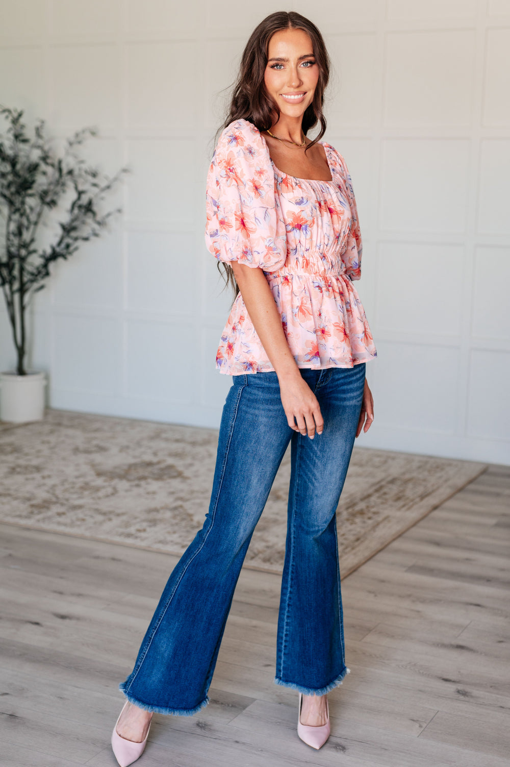 A Powerful Force Square Neck Balloon Sleeve Blouse Tops
