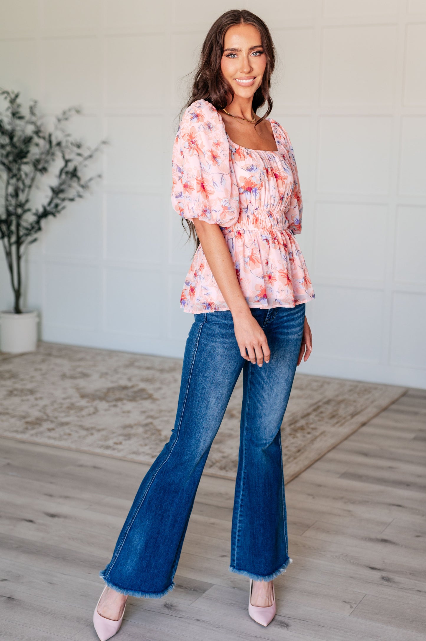 A Powerful Force Square Neck Balloon Sleeve Blouse Tops