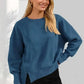 Daverri Fashions Casual Loose Side Slit Sweatshirt - DAVERRI FASHIONS