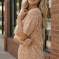 Blush Safari Knit Top in soft peach with subtle leopard print