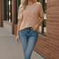 Blush Safari Knit Top in soft peach leopard print